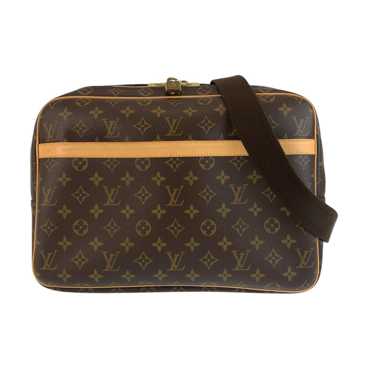 LOUIS VUITTON Shoulder Bag M45252 PVC Brown Gold Metal Monogram Reporter GM