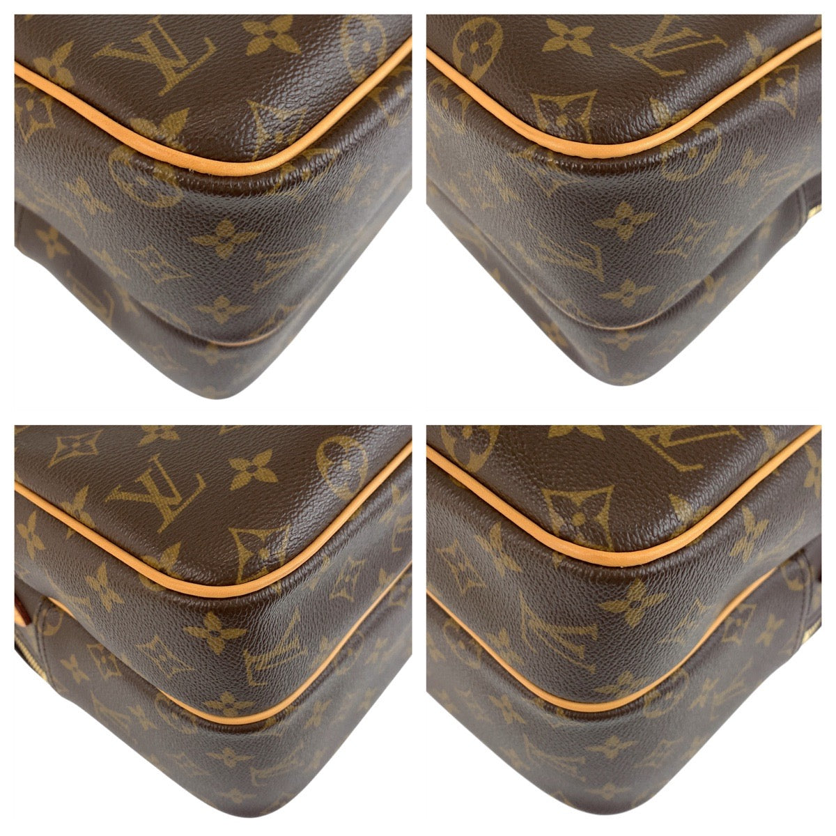 LOUIS VUITTON Shoulder Bag M45252 PVC Brown Gold Metal Monogram Reporter GM