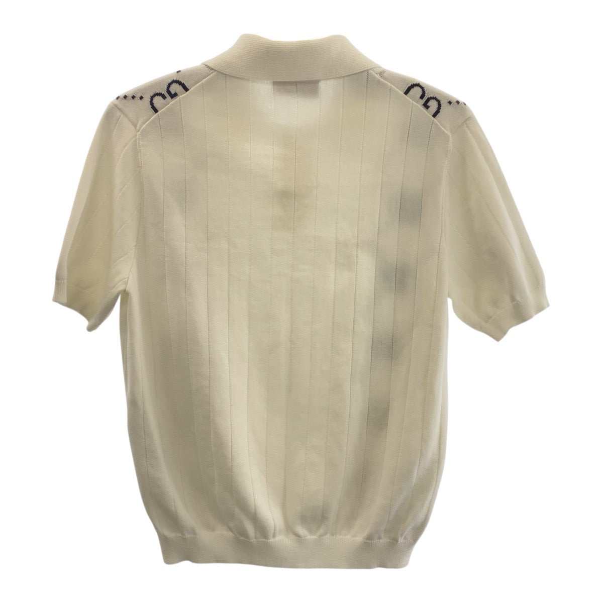 GUCCI Short sleeve polo shirt cotton White black GG intarsia mens S