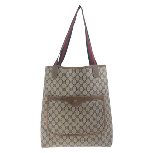 GUCCI Tote Bag 50205 GG Supreme Canvas Beige brown Tote Bag Shoulder Bag Old Gucci Shelly Line Women