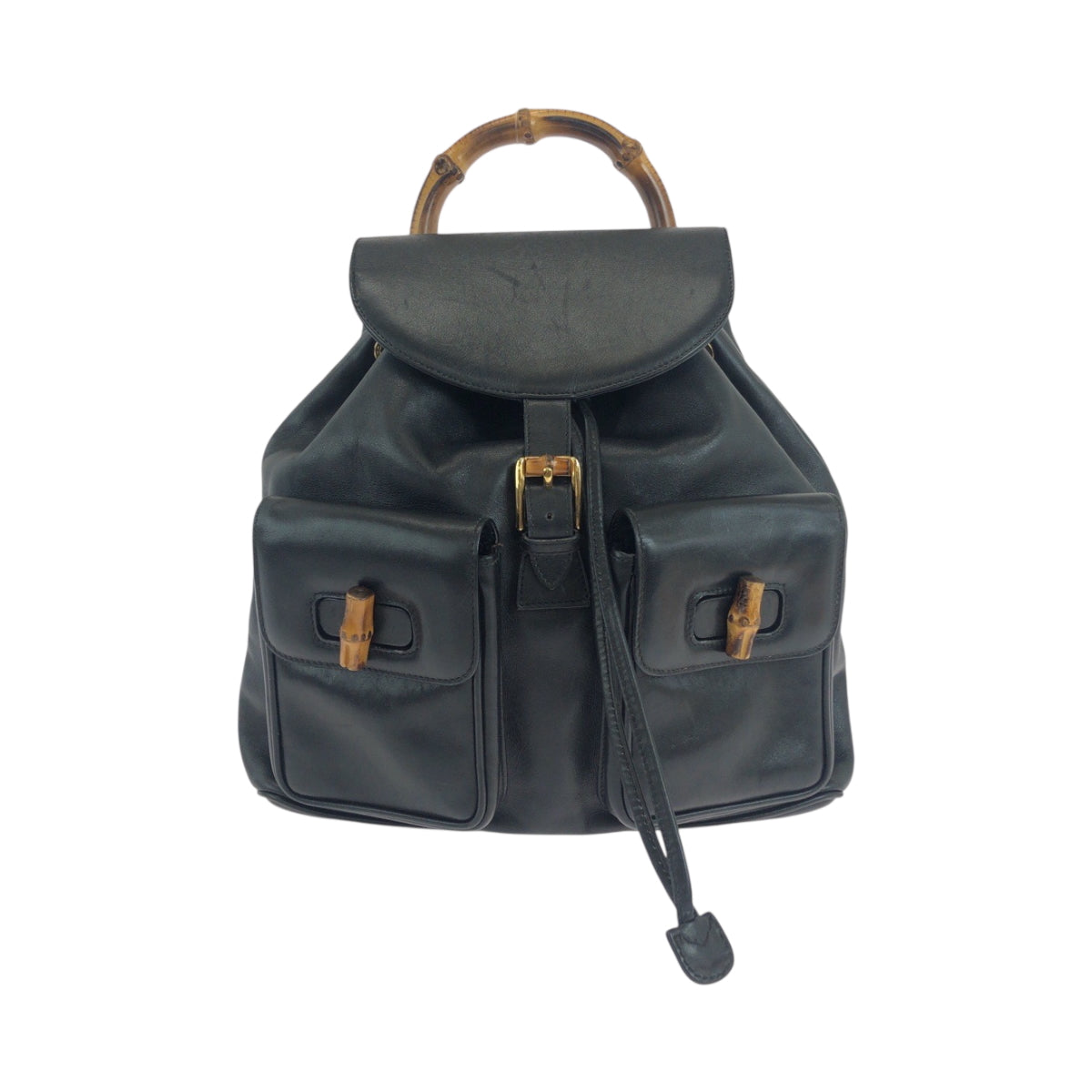 GUCCI Backpack 003 1119 0016 leather Black GoldMetal Backpack Backpack Bamboo Women