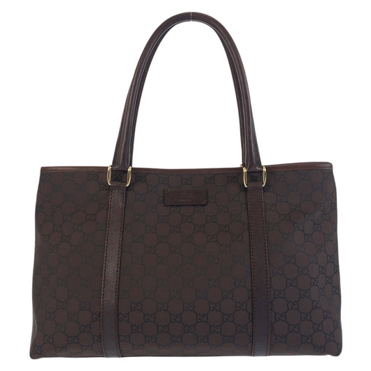 GUCCI Tote Bag 257302 Nylon Brown Gold Metal GG pattern