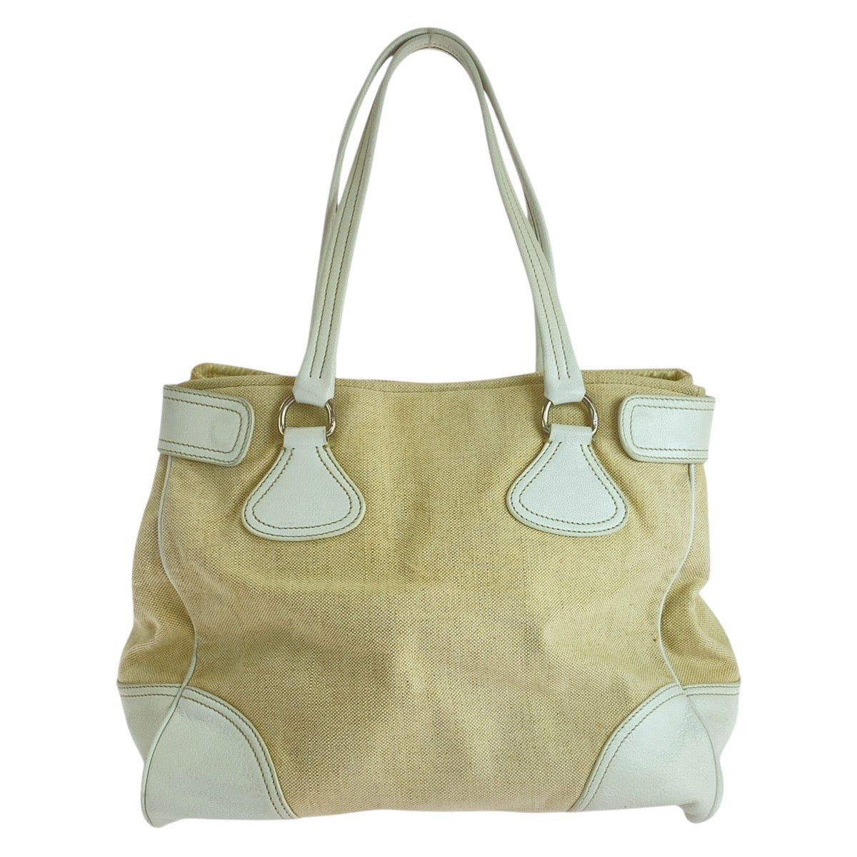 Prada Triangle Logo Plate Canvas/Leather 2way Bag