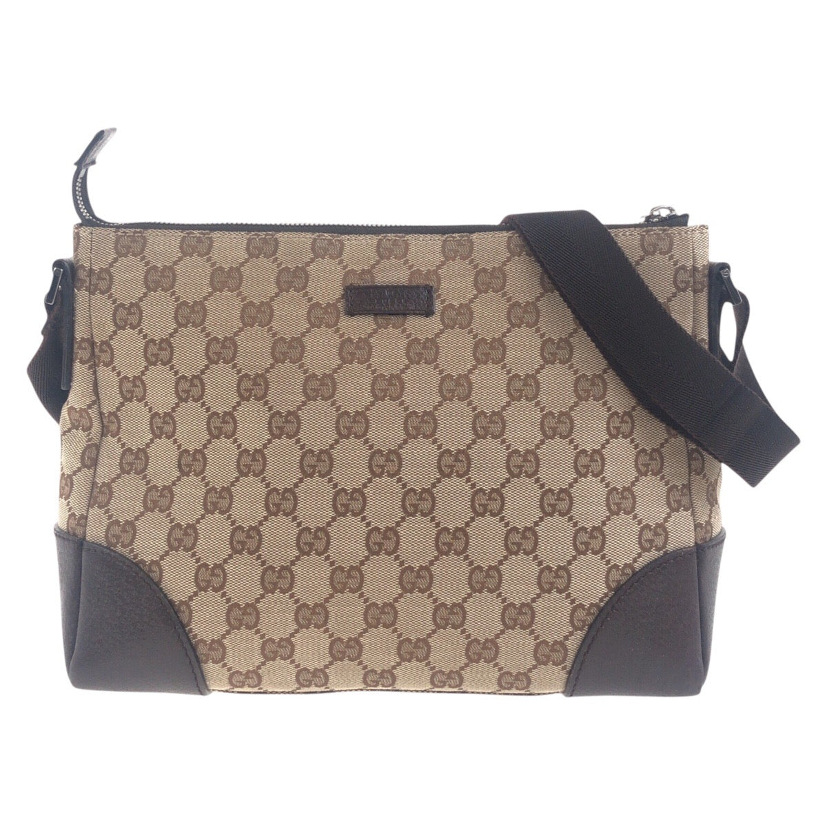GUCCI Shoulder Bag 114273 GG canvas, leather Beige Brown SilverMetal Shoulder Bag Messenger bag Women