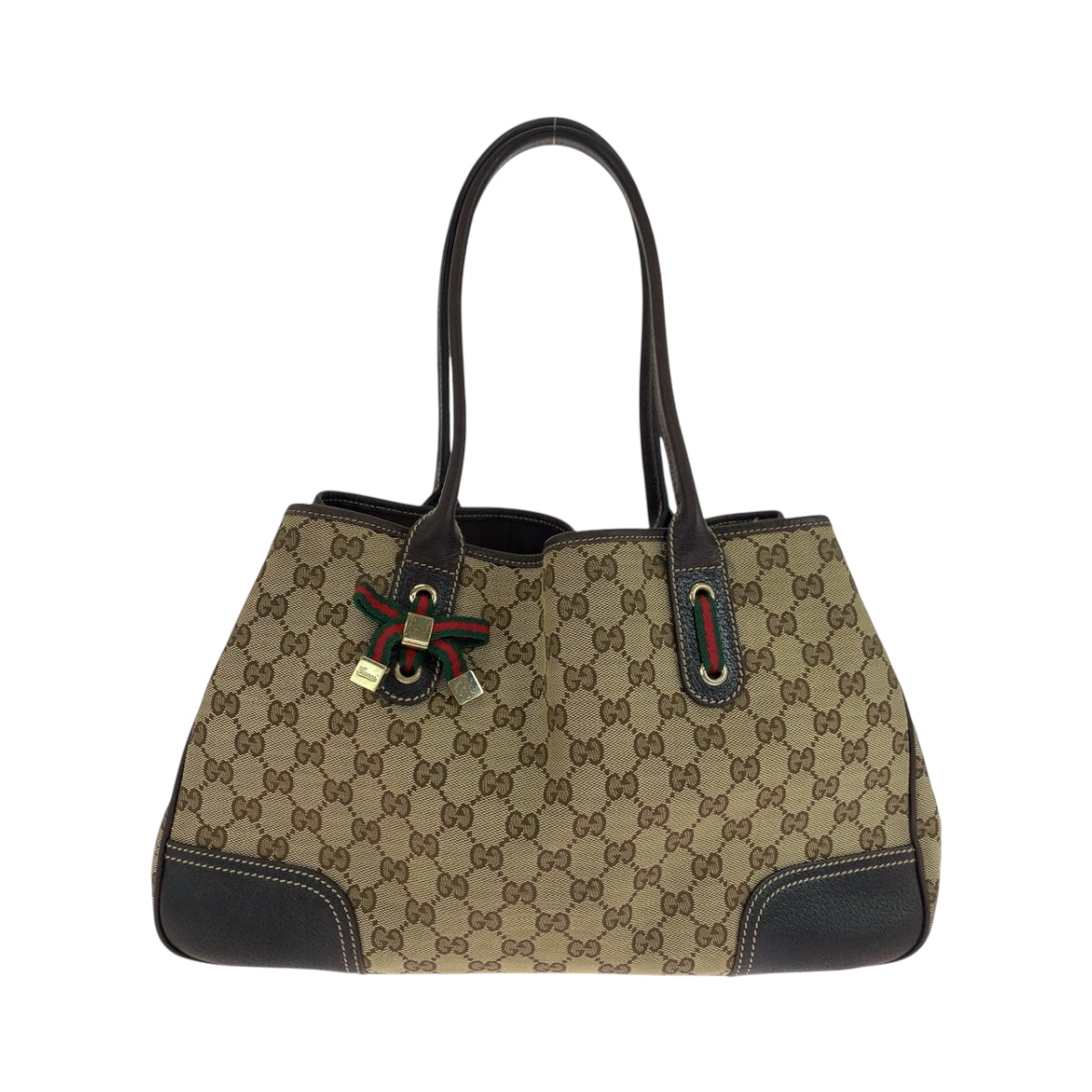 GUCCI Tote Bag 163805 GG canvas Beige Brown Gold Metal Tote Bag Shoulder Bag Sherry Line Princess ribbon Women