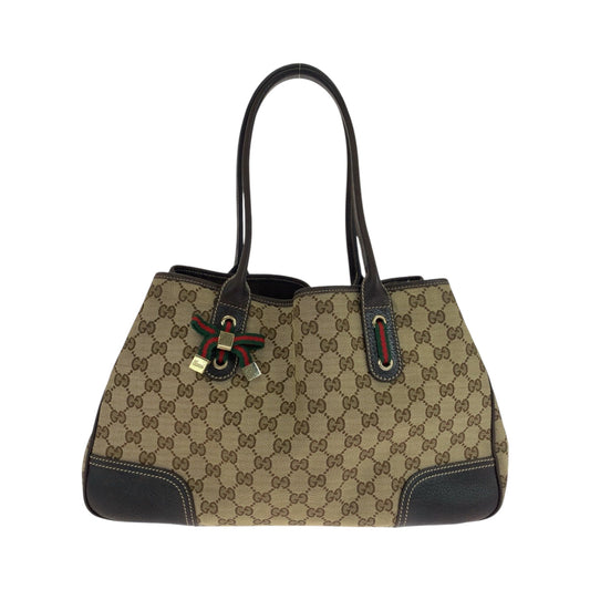 GUCCI Tote Bag 163805 GG canvas Beige Brown Gold Metal Tote Bag Shoulder Bag Sherry Line Princess ribbon Women