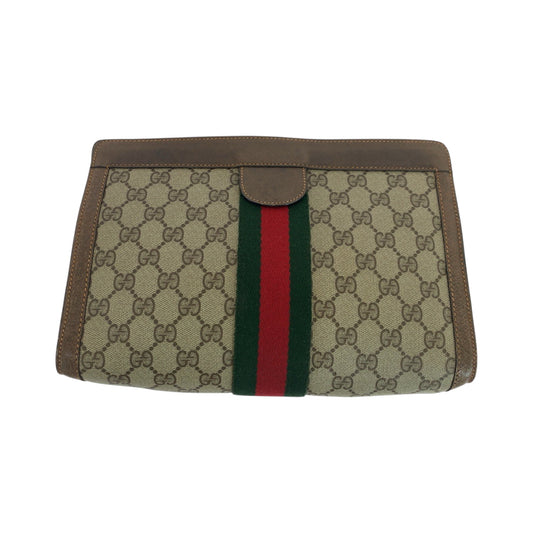 GUCCI Clutch bag 89 01 002 GG Supreme Canvas Beige Brown Red Green Clutch bag business bag Old Gucci Shelly Line Women