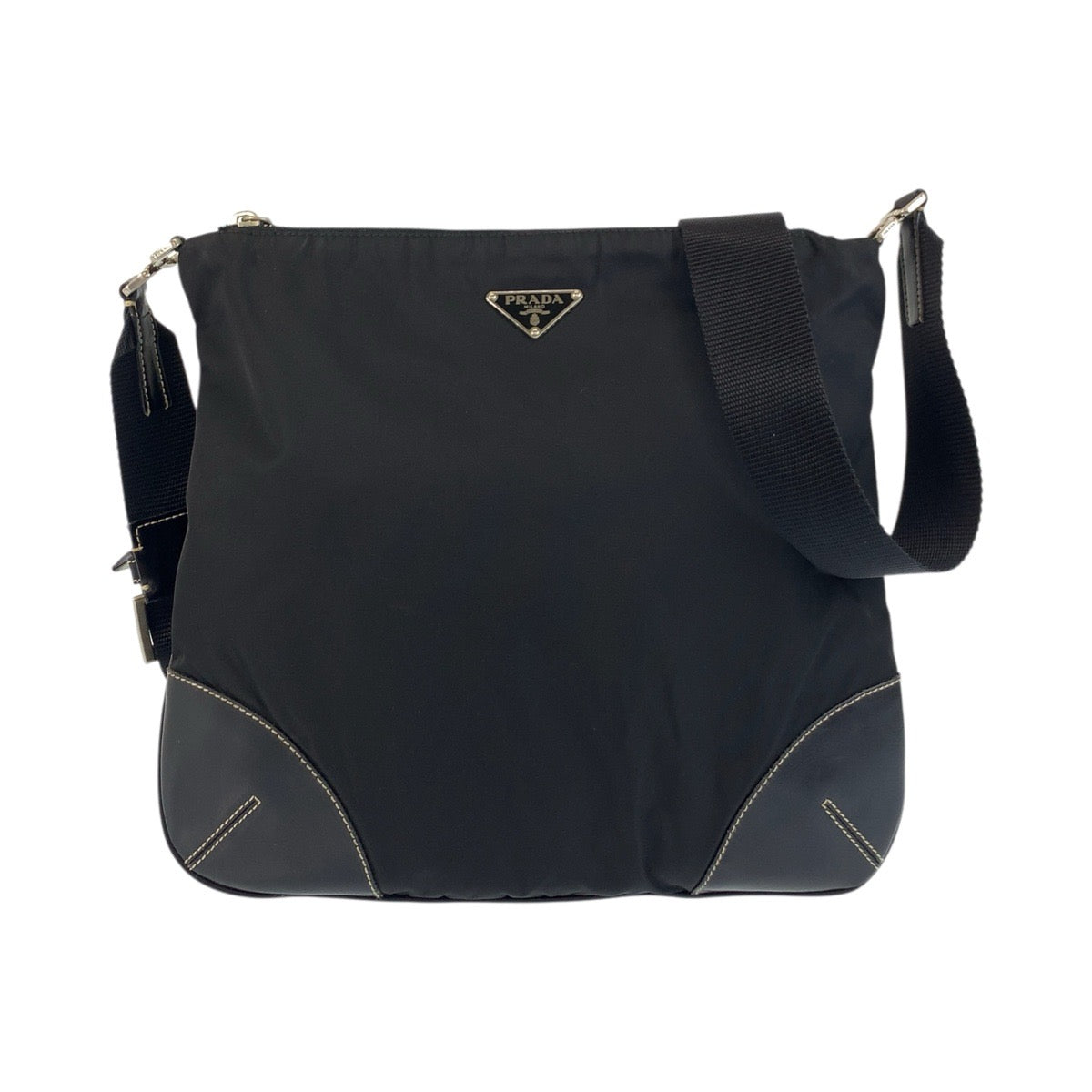 Prada Tessuto Nylon Leather Shoulder Bag