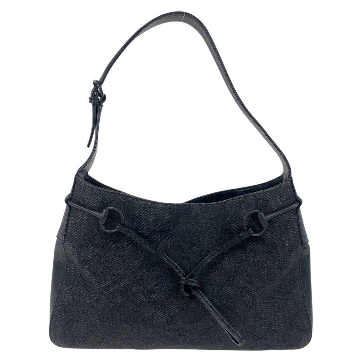 GUCCI Shoulder Bag 101975 GG canvas Black black Horsebit