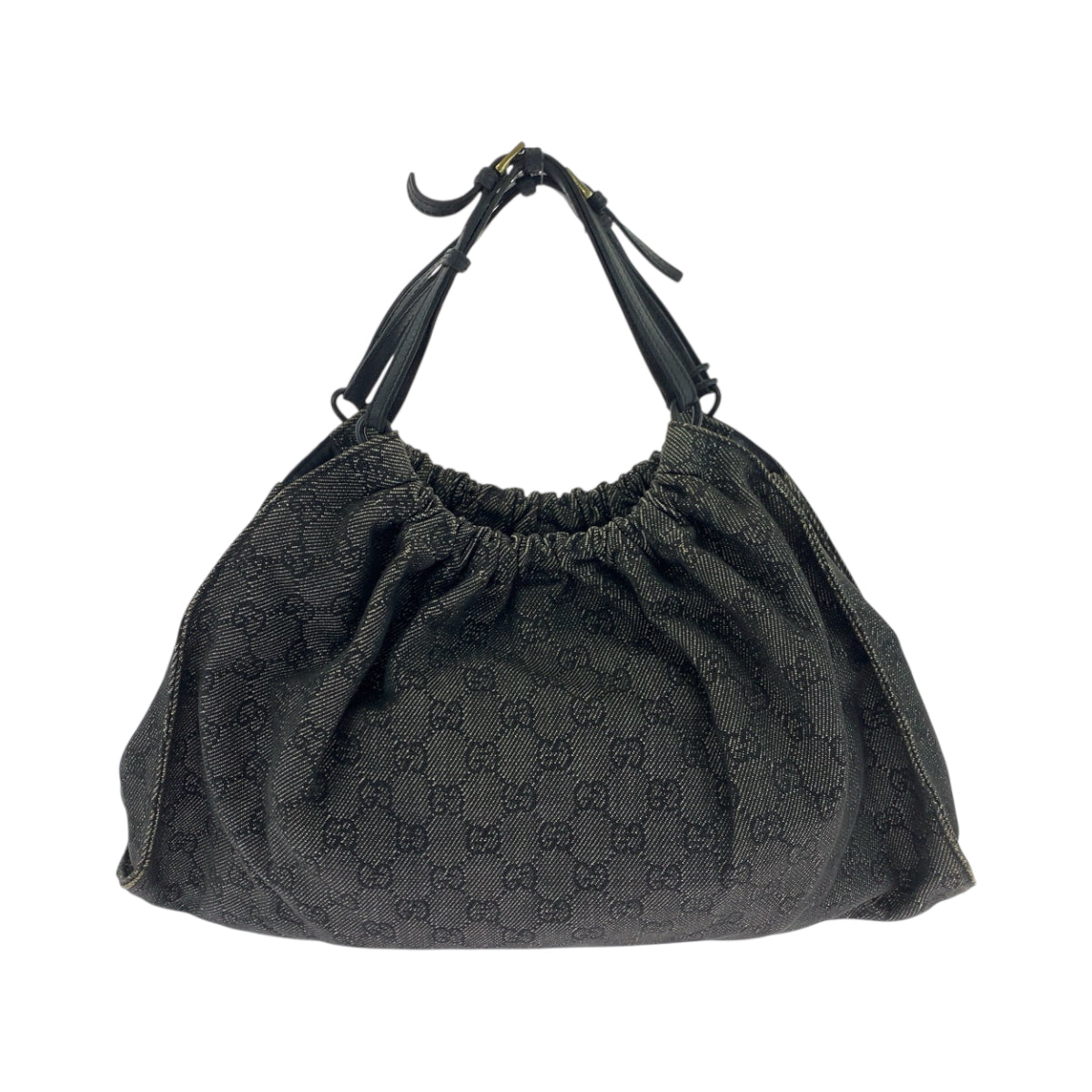 GUCCI Tote Bag 76554 canvas Grey Black Gold Metal