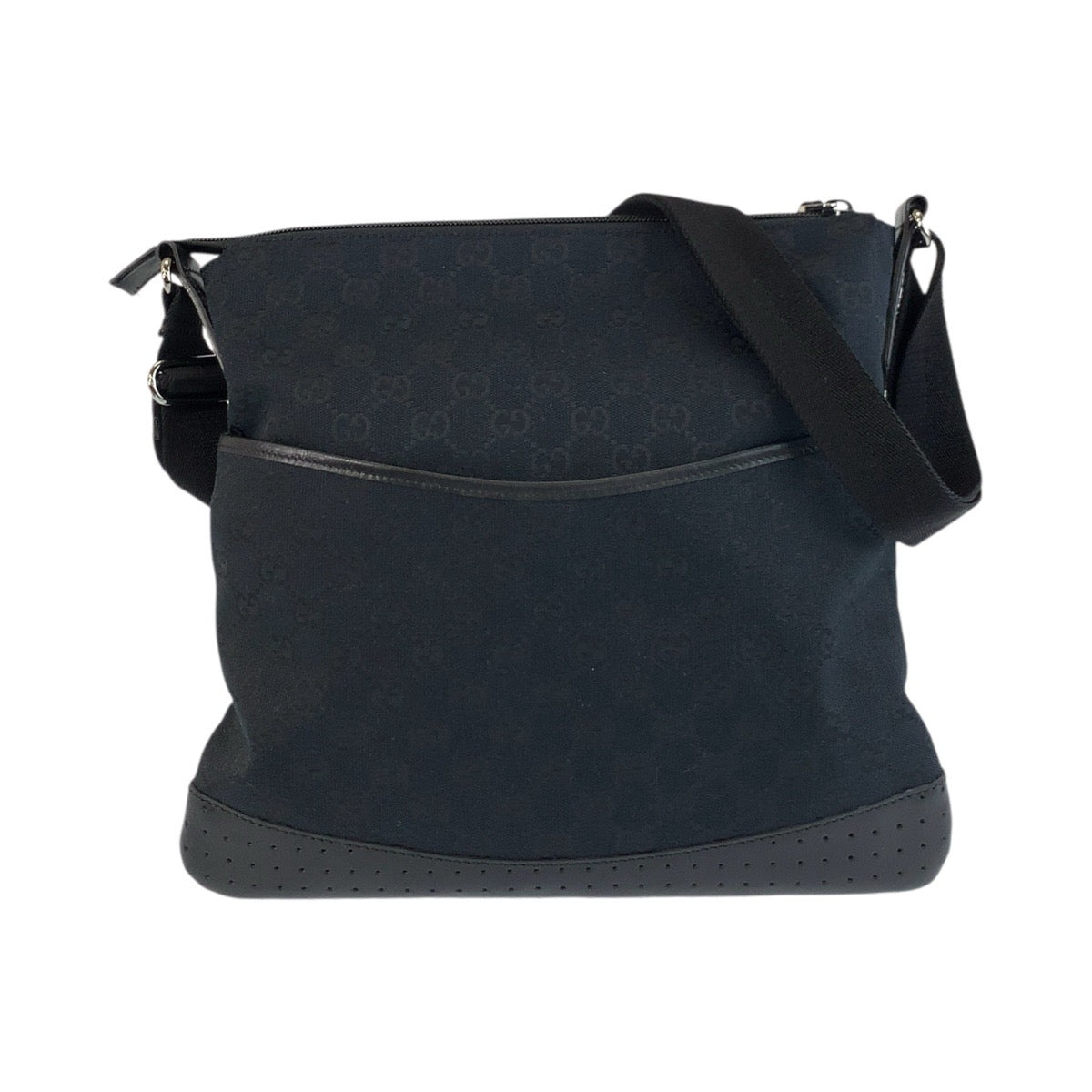 GUCCI Shoulder Bag 145857 GG canvas Black SilverMetal
