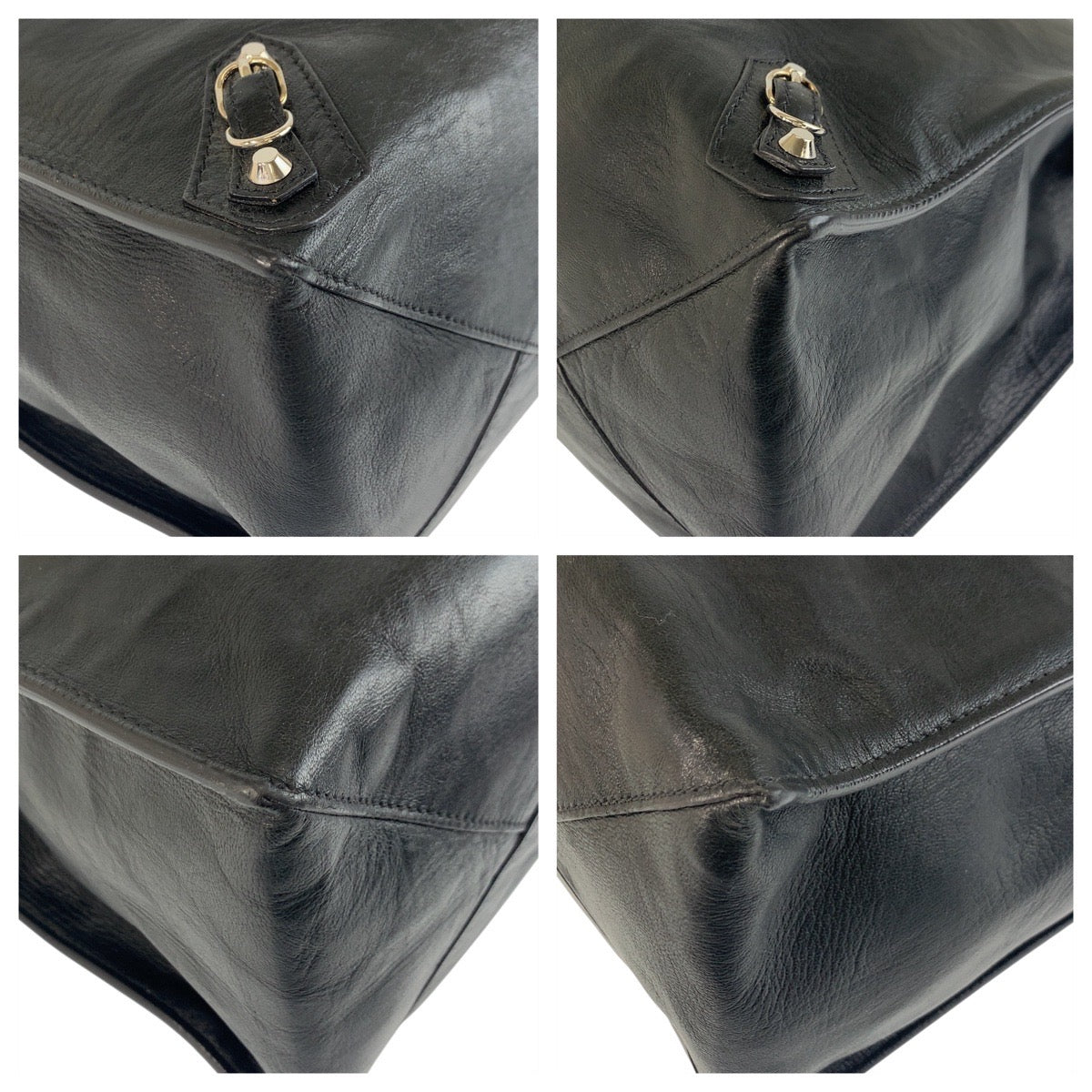BALENCIAGA Tote Bag 236701 leather Black SilverMetal paper