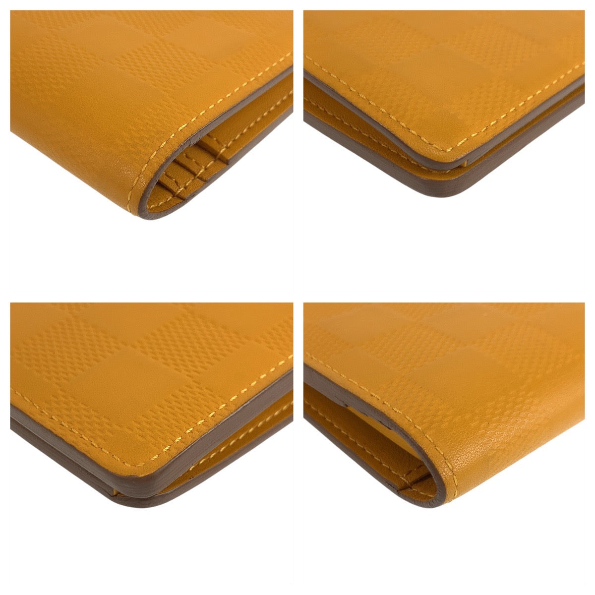 LOUIS VUITTON Long Wallet Purse N63146 leather Solar Yellow SilverMetal Long Wallet Purse Damier Anfini Portefeuille Braza mens
