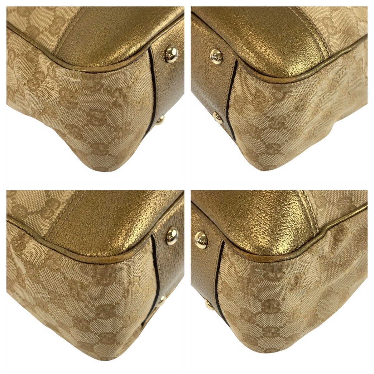 GUCCI Tote Bag 163805 GG canvas, leather Beige gold Tote Bag Shoulder Bag Pretty Women