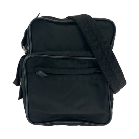 Prada Tessuto Triangle Logo Plate Nylon Shoulder Bag
