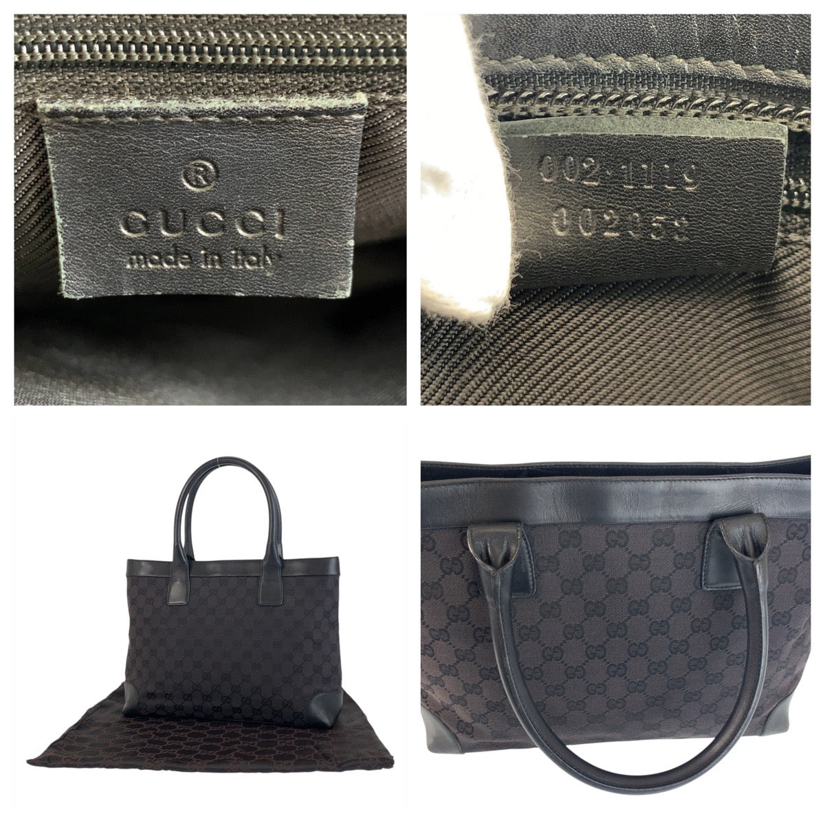 GUCCI Tote Bag 002 1119 GG canvas, leather Black black Tote Bag Shoulder Bag Women