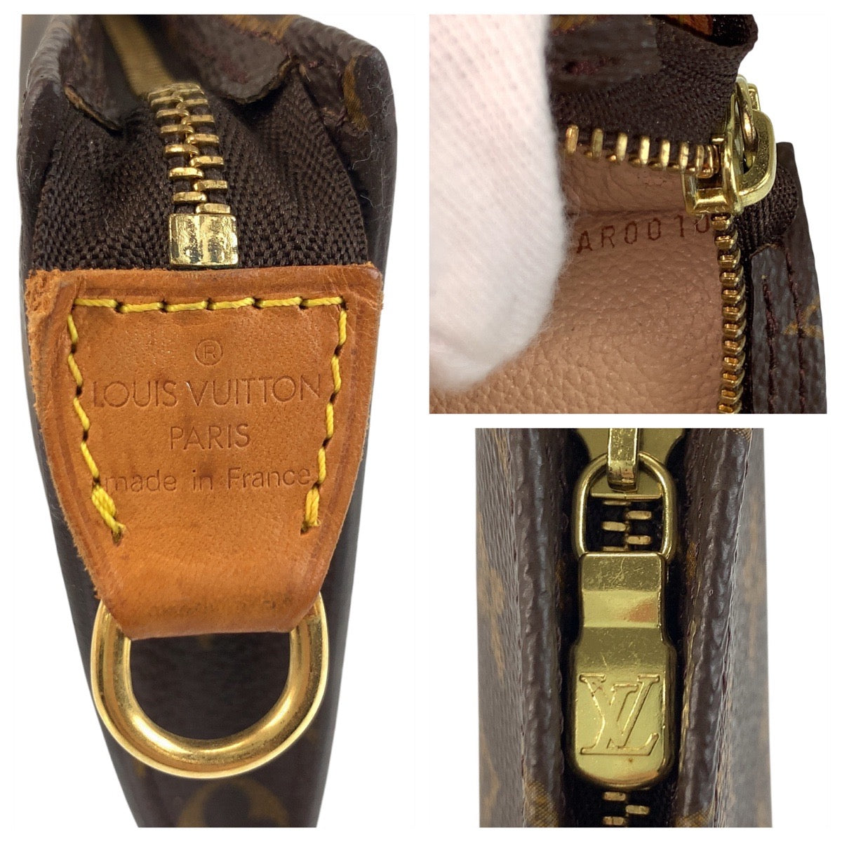 LOUIS VUITTON Pouch M51970 PVC Brown Gold Metal Pouch pouch Monogram Pochette Compact Tool Women
