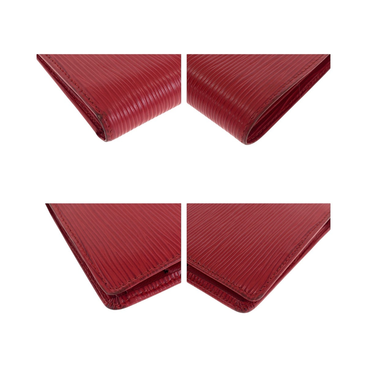 LOUIS VUITTON Bifold Wallet M63557 Epi Leather Rouge Red Gold Metal Epi Porto Vie Compact