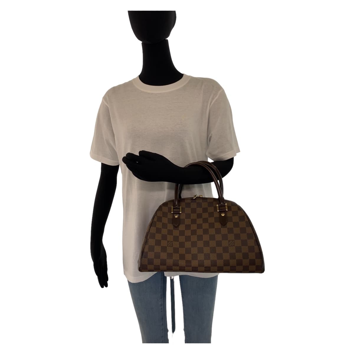 LOUIS VUITTON Handbag N41434 PVC Ebene Gold Metal Damier Rivera MM