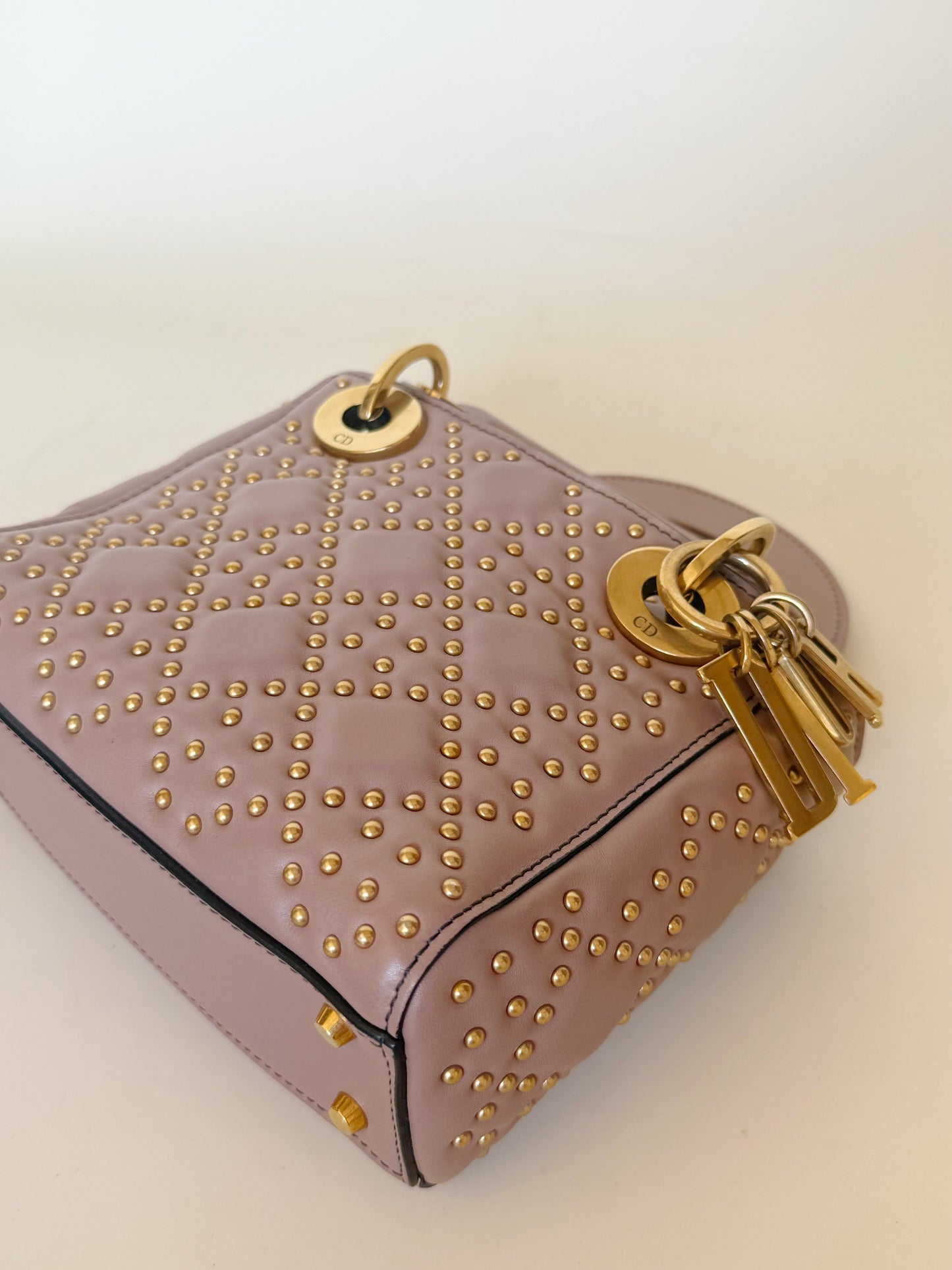 Christian Dior Calfskin Cannage Studded Supple Lady Dior