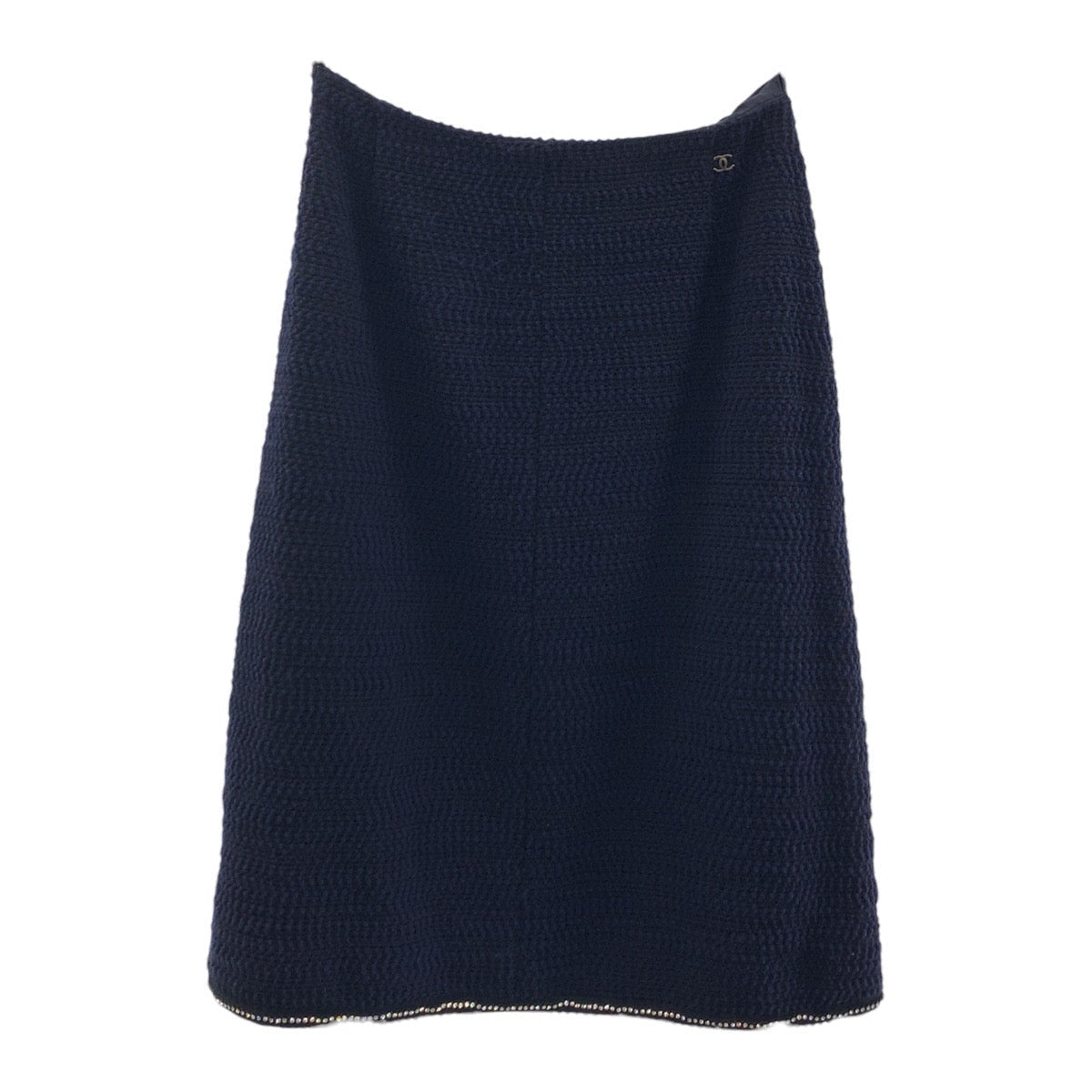 CHANEL setup silk Navy Tweed COCO Mark Rhinestone 36
