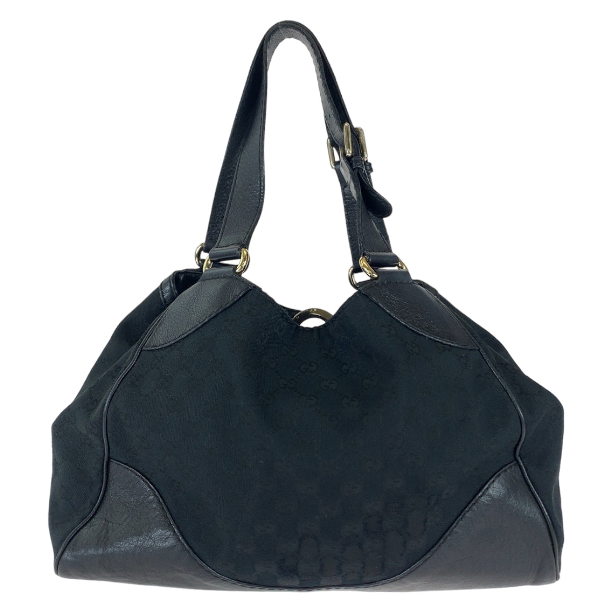 GUCCI Tote Bag 223972 GG canvas Black Silver Metal