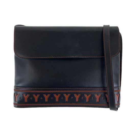 Yves Saint Laurent Shoulder Bag leather Black Orange Gold Metal YSL Y Cutout