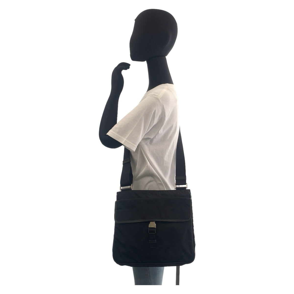 PRADA Shoulder Bag Nylon black Test Triangle With logo