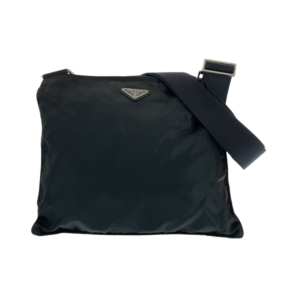PRADA Shoulder Bag Nylon Black SilverMetal Test Triangle With logo
