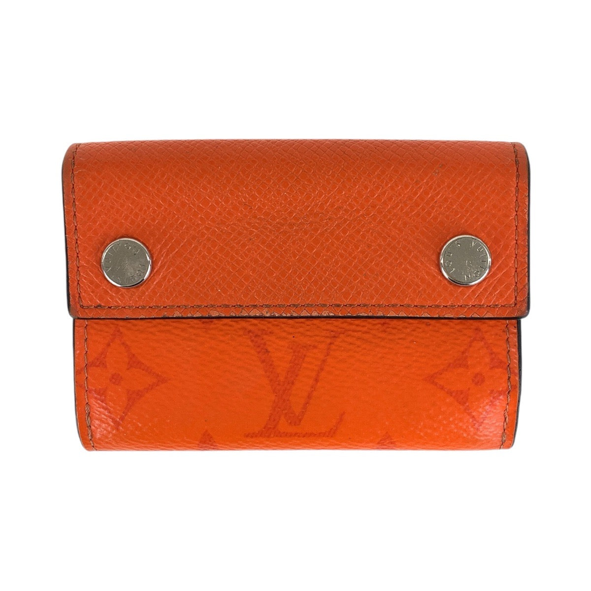 LOUIS VUITTON Tri-fold wallet M69245 leather Volcano Orange SilverMetal Taiga Lama Monogram Discovery compact wallet