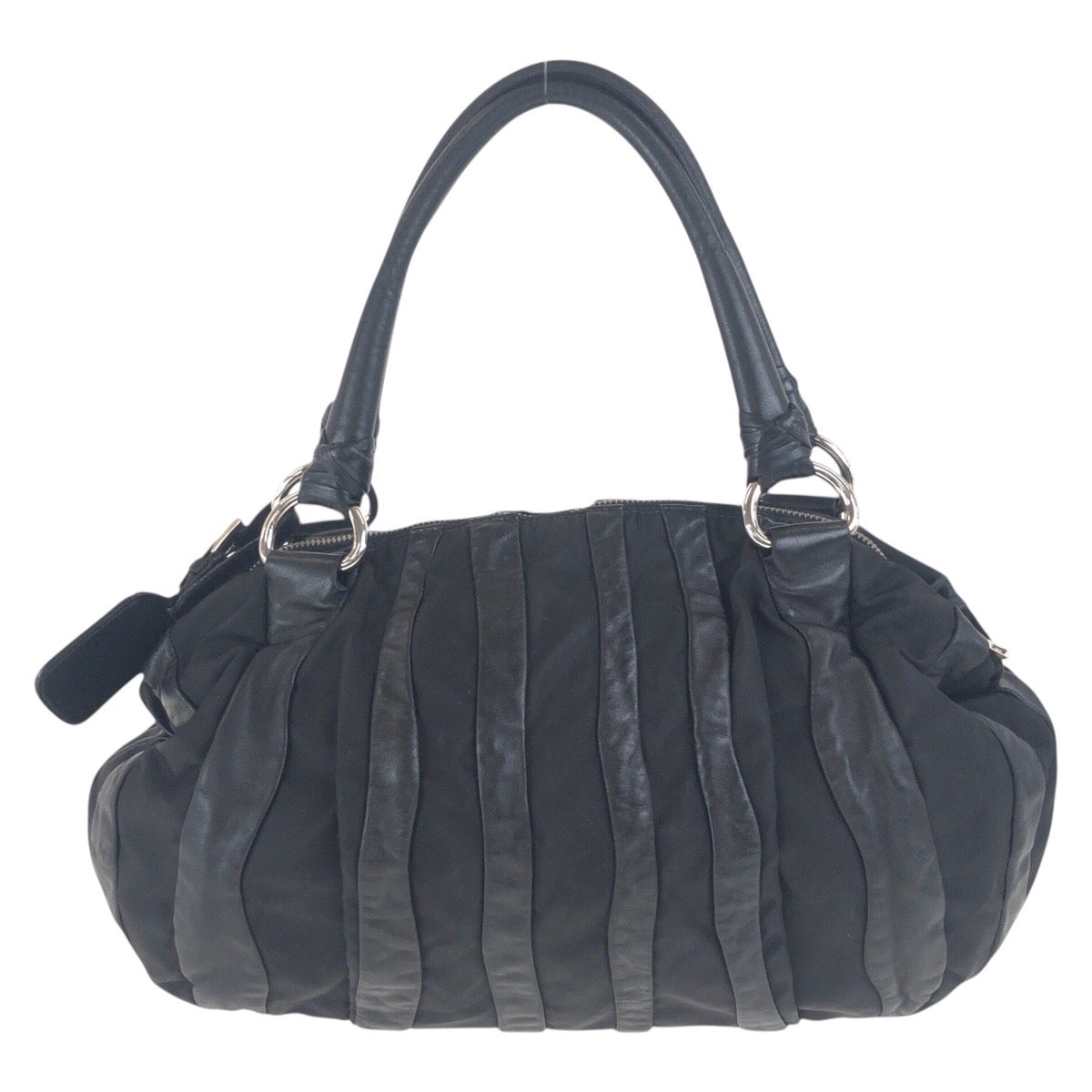 PRADA Shoulder Bag Nylon Black SilverMetal crimson