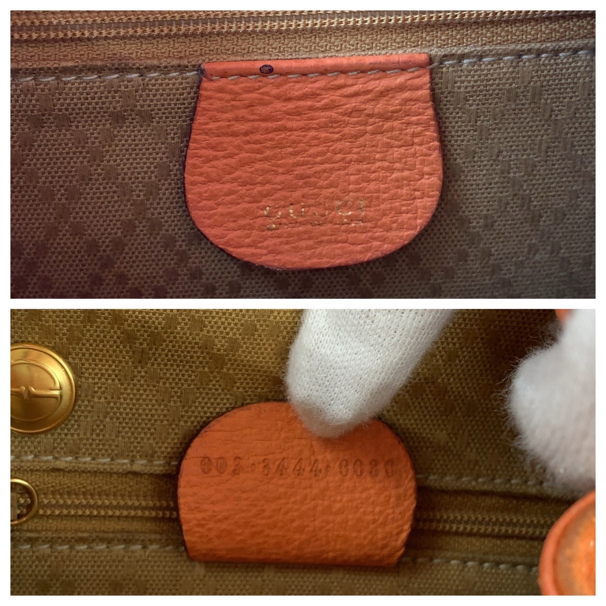 GUCCI Backpack 003 3444 0030 Suede Orange Brown Gold Metal Bamboo