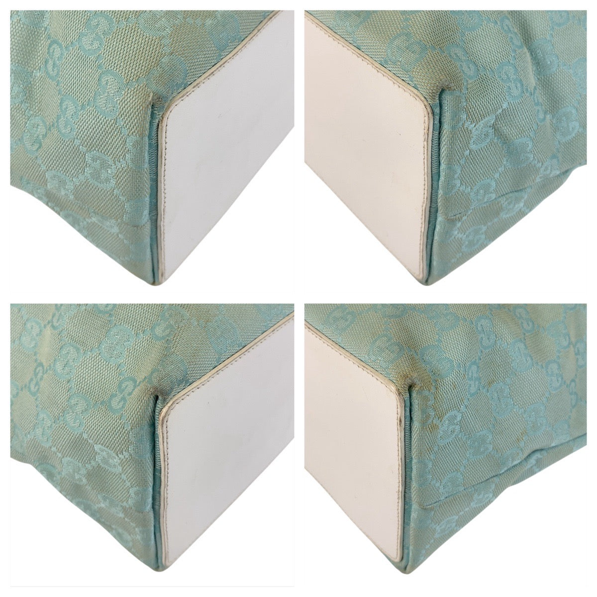 GUCCI Tote Bag 002 1098 GG canvas Mint Light Blue Gold Metal