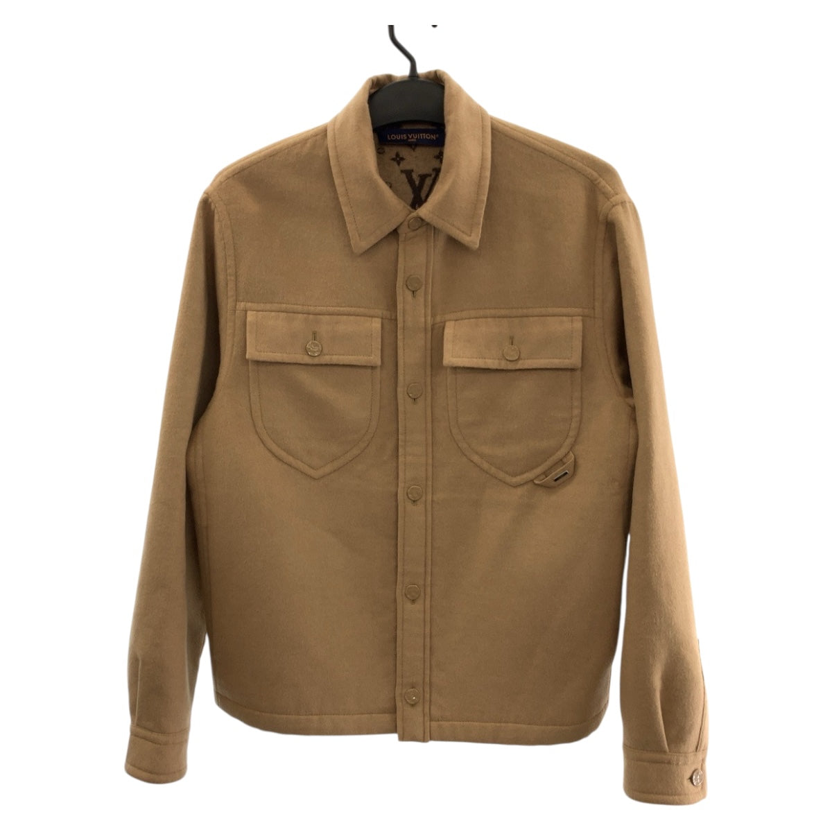 LOUIS VUITTON Military jacket 1AFA42 wool Beige SilverMetal Face wool blend overshirt XS