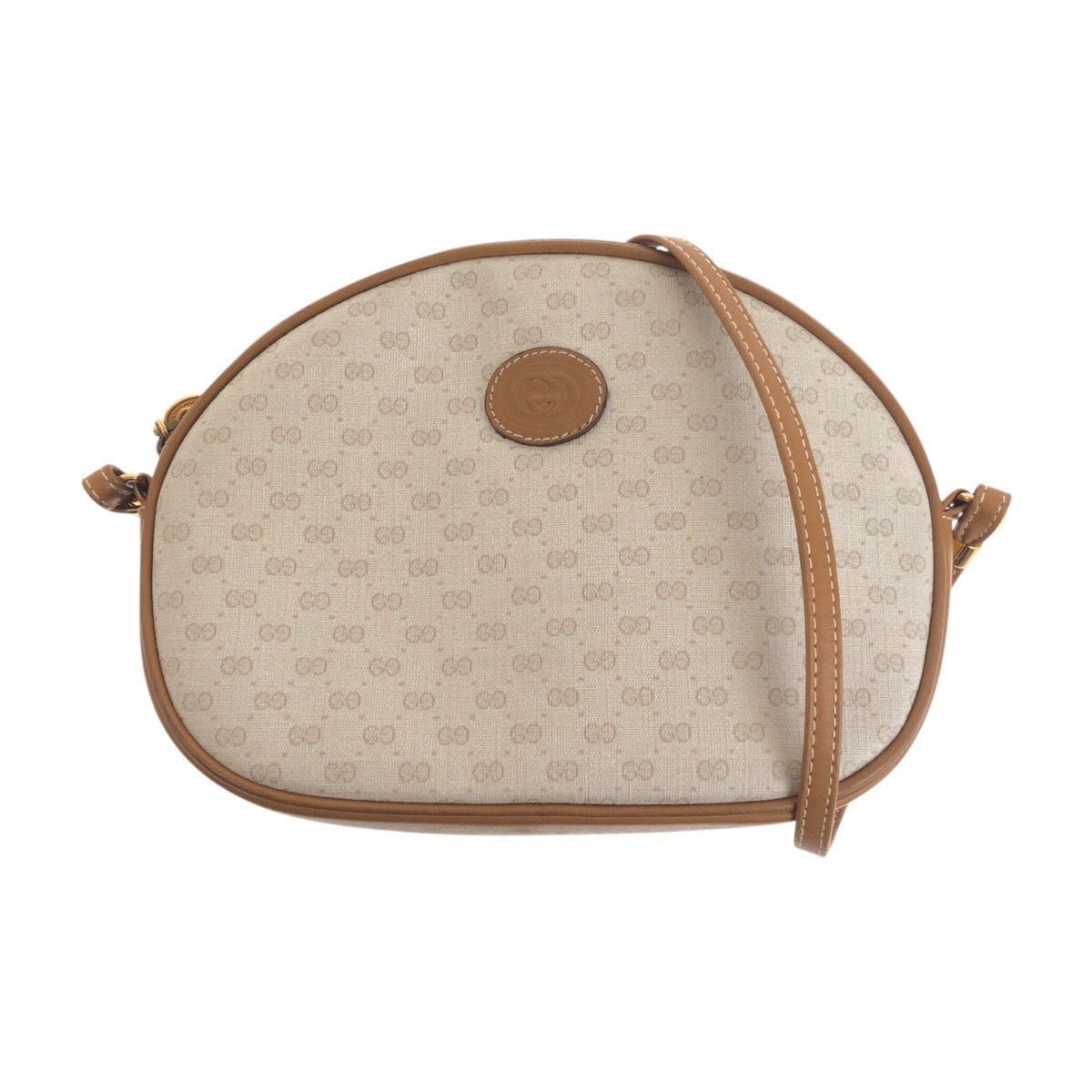 GUCCI Shoulder Bag 007 89 0094 PVC Beige Brown Gold Metal Old Gucci