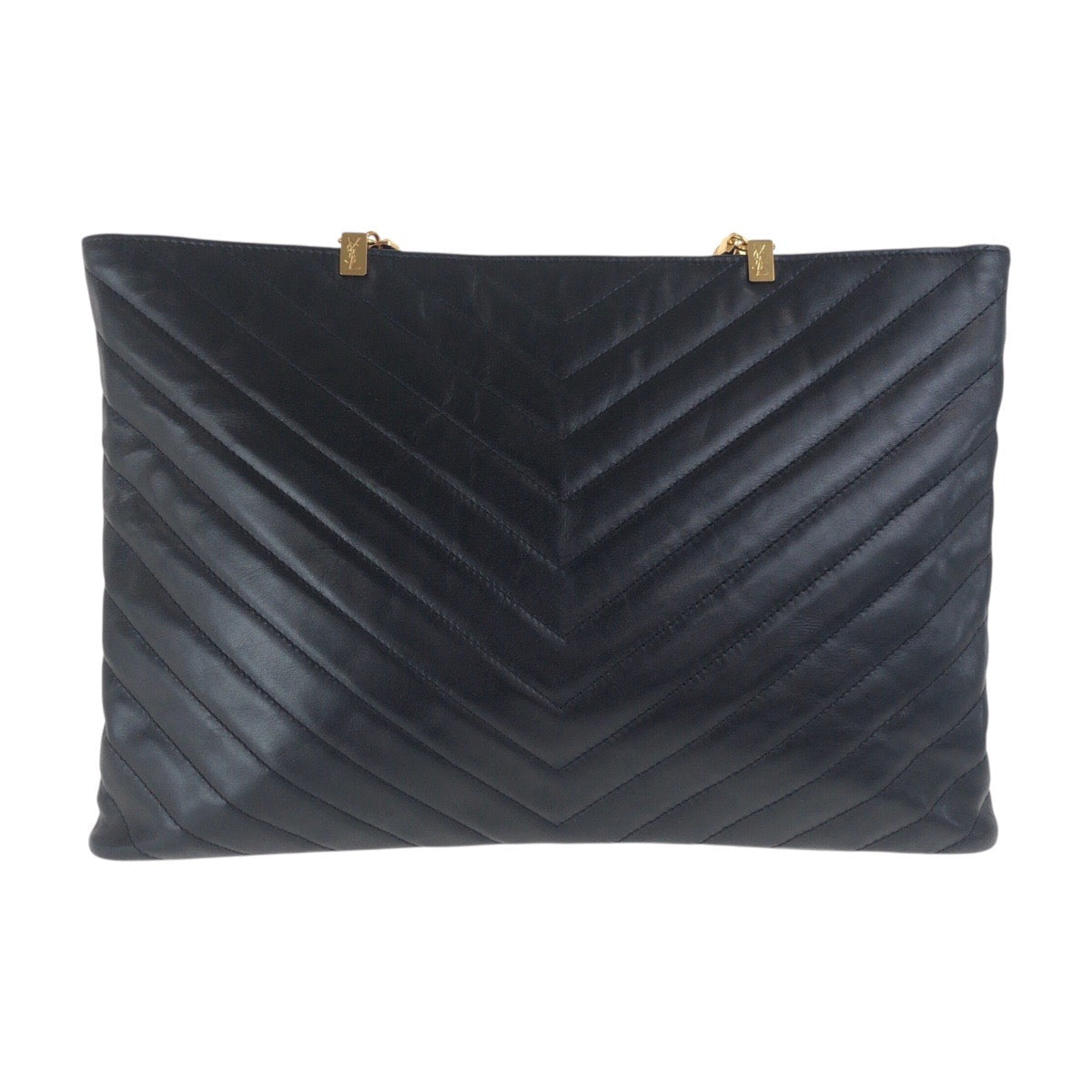 Yves Saint Laurent Shoulder Bag Calfskin Black Red GoldMetal YSL quilting