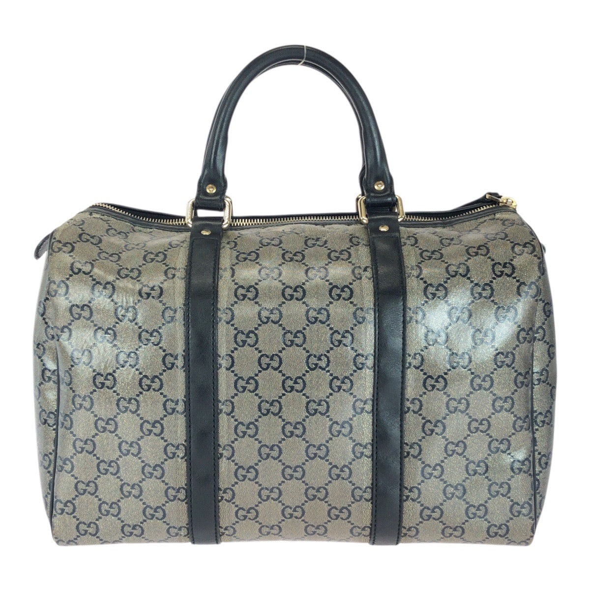 GUCCI Handbag 193603 PVC Gray Black Gold Metal GG crystal