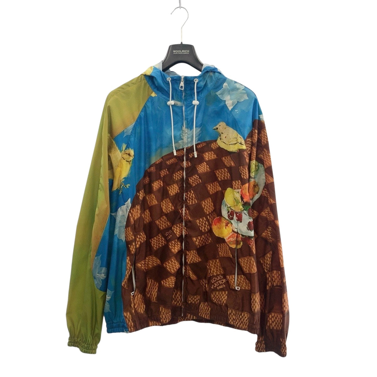 LOUIS VUITTON Nylon jacket polyester Brown Blue Yellow-green Damier Feast Windbreaker Jacket 52