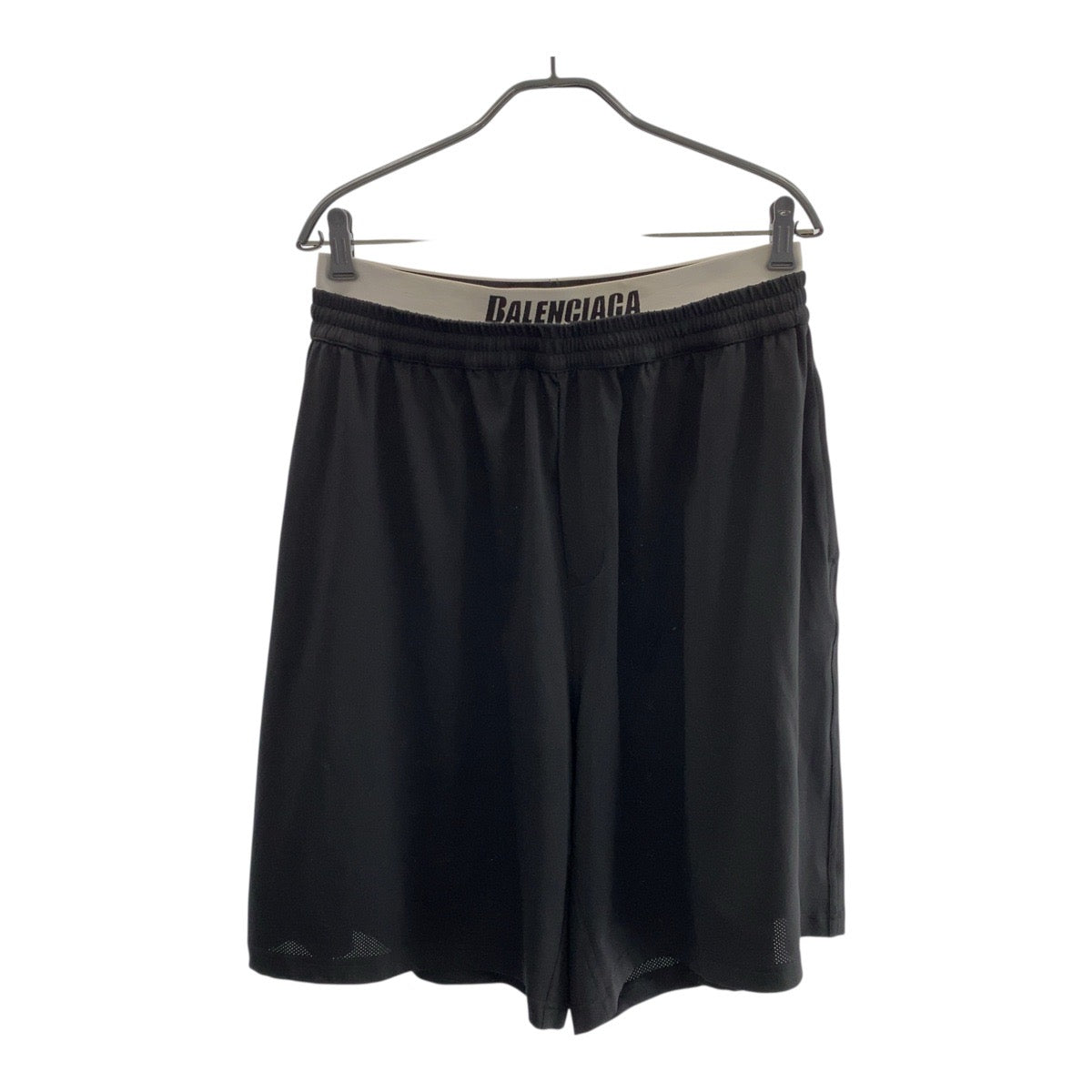 BALENCIAGA Shorts 698317 4C0B4 polyester Black White Layered mesh logo L