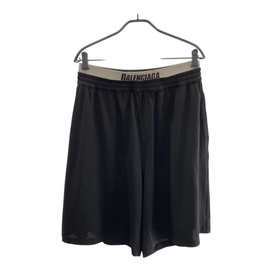 BALENCIAGA Shorts 698317 4C0B4 polyester Black White Layered mesh logo L