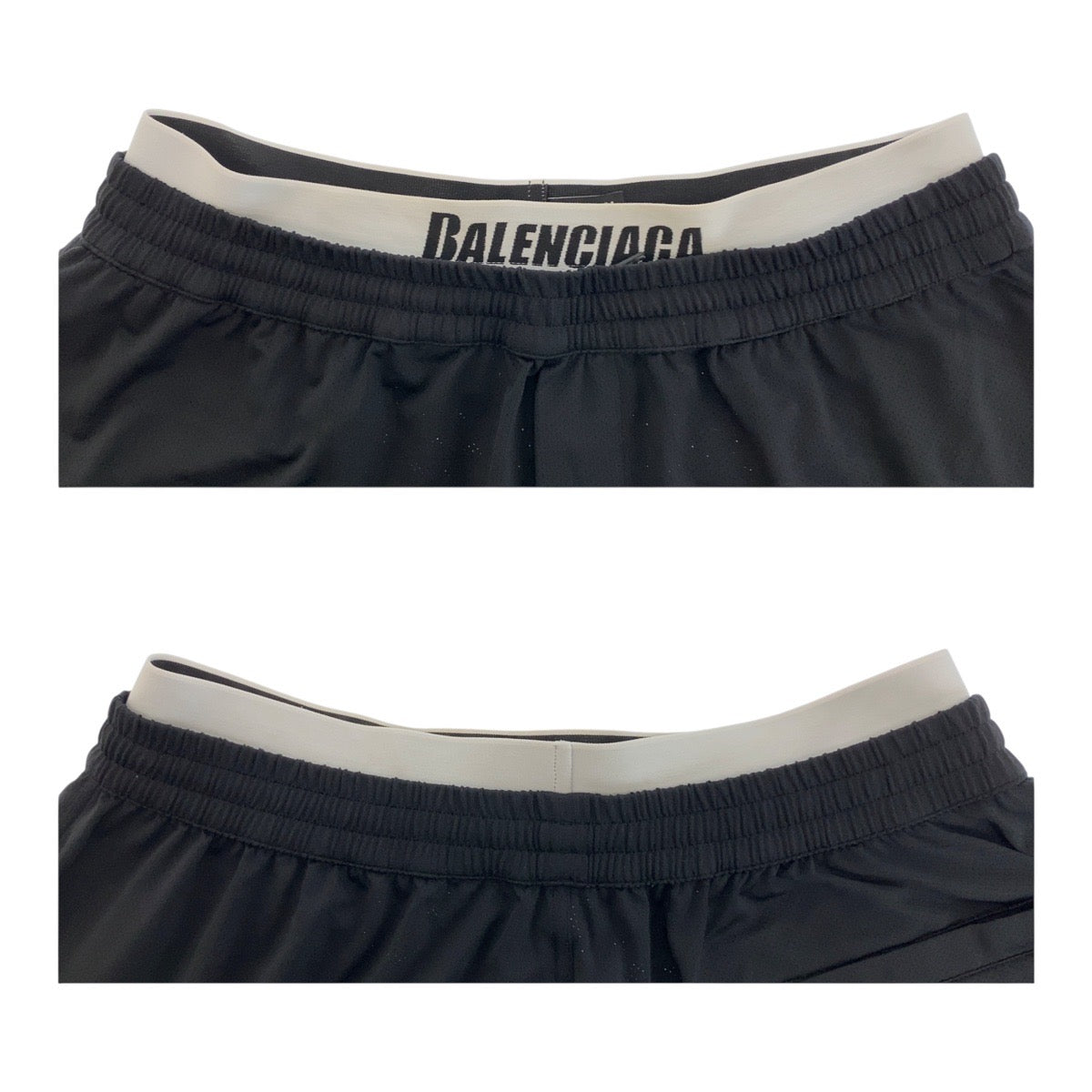 BALENCIAGA Shorts 698317 4C0B4 polyester Black White Layered mesh logo L