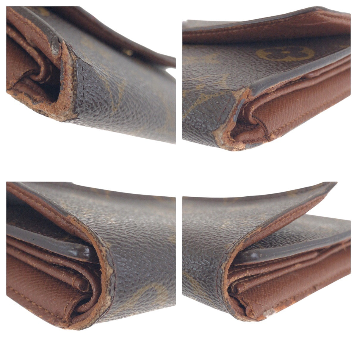 LOUIS VUITTON Long Wallet Purse M61215 PVC Brown Gold Metal Monogram Porte Tresor International
