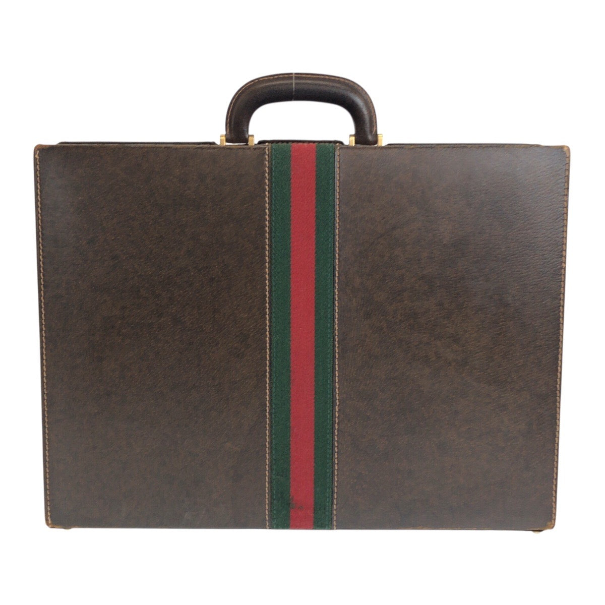 GUCCI Business bag leather Brown Gold Metal Sherry Line Old Gucci