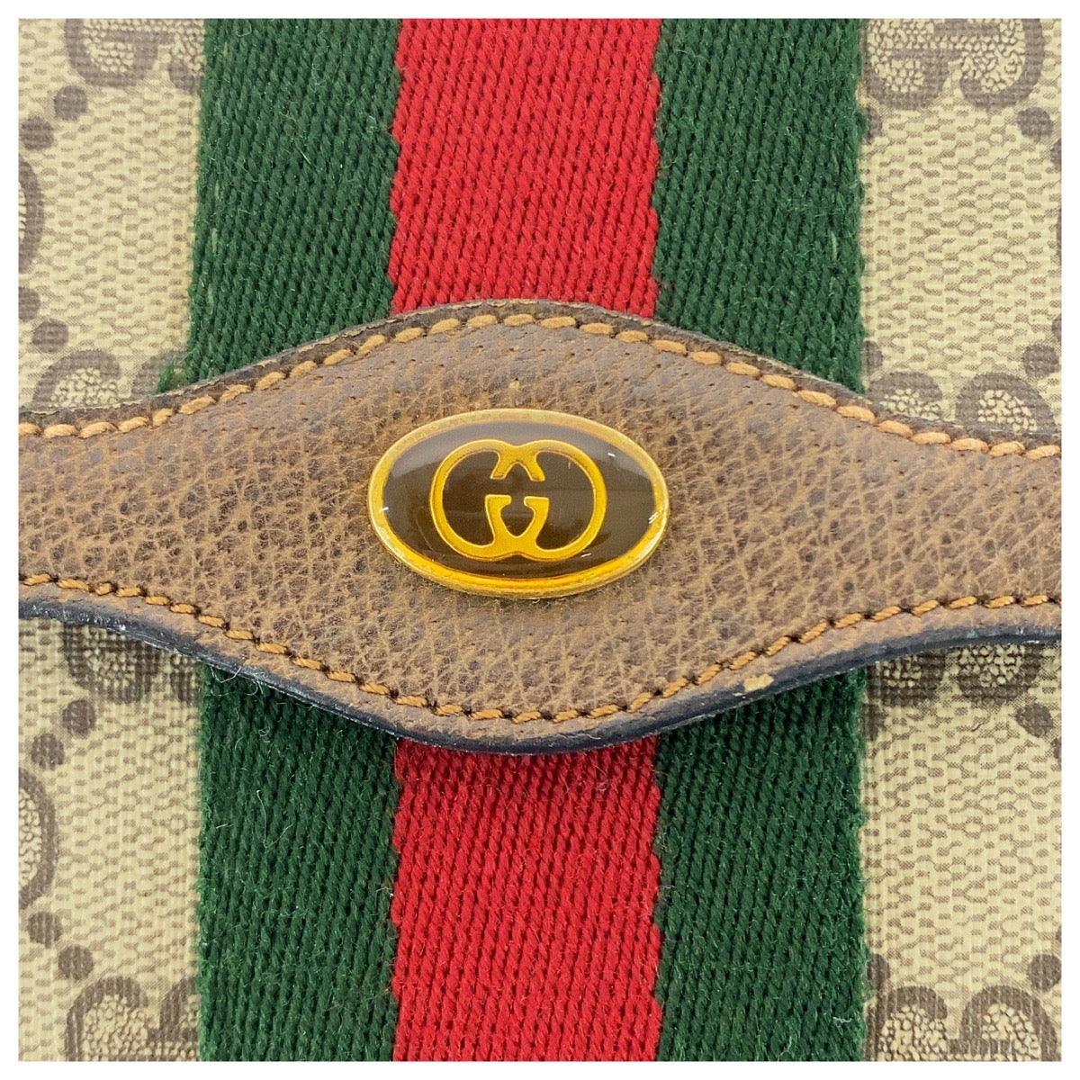 GUCCI Clutch bag 89 01 006 GG Supreme Canvas Beige brown Sherry line