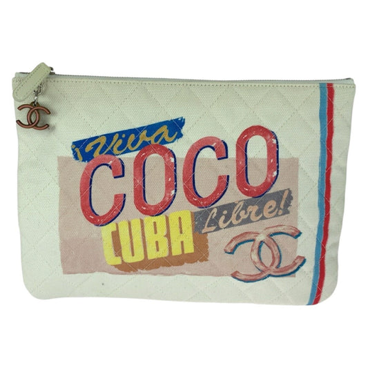 Chanel Coco Cuba Canvas Clutch Bag