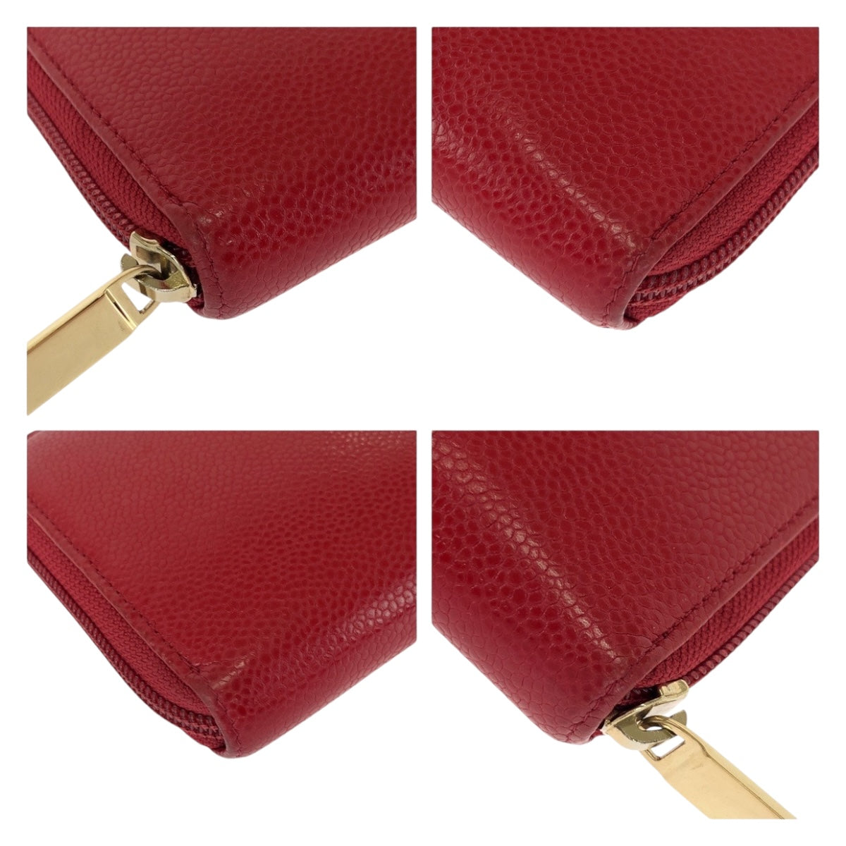 CHANEL Long Wallet Purse leather Red COCO Mark