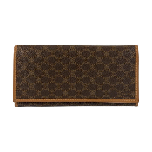 CELINE Long Wallet Purse M11 PVC Brown Macadam