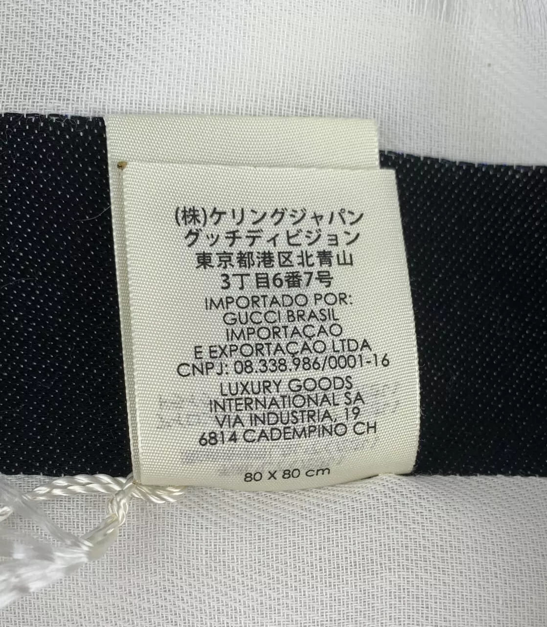 Gucci Loved Kids Ladies White Cotton Neck Scarf w/Rainbow Stripe