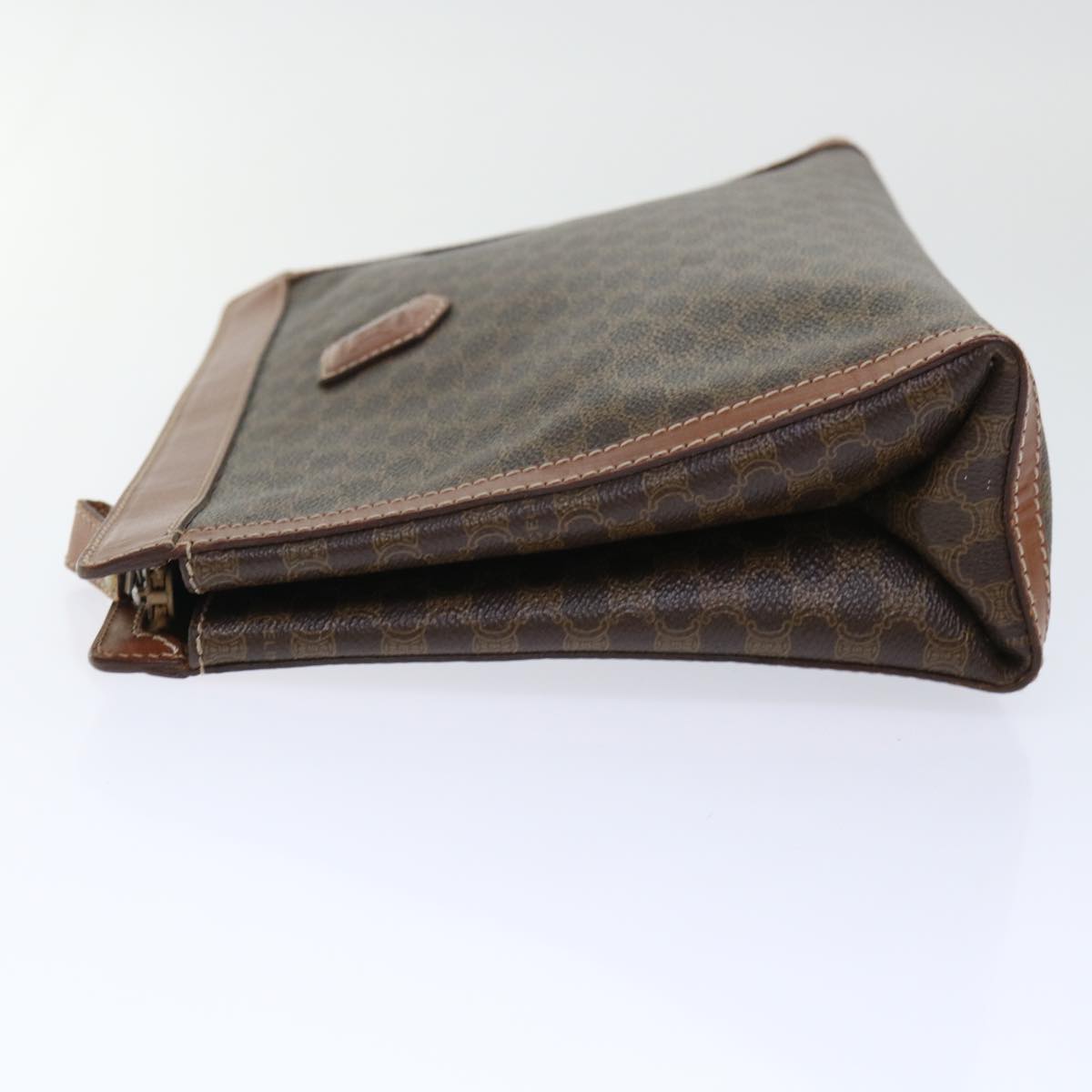 Luxury CELINE Macadam Canvas Clutch Bag PVC Leather Brown 50614