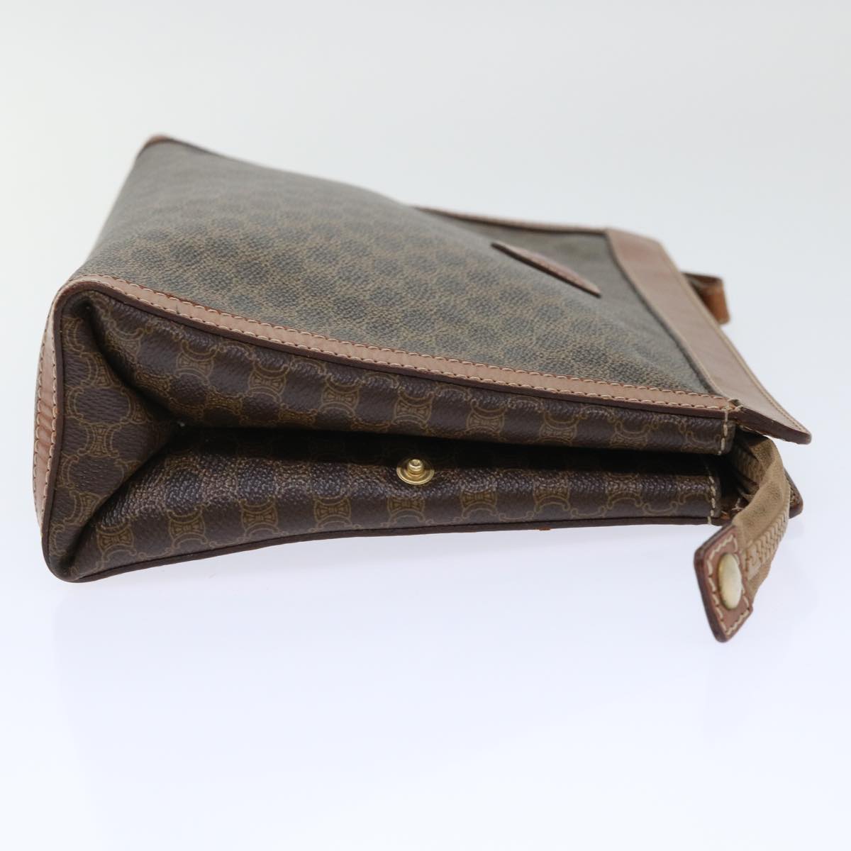 Luxury CELINE Macadam Canvas Clutch Bag PVC Leather Brown 50614